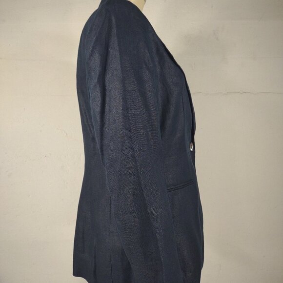 NWOT Talbots dark blue 100% Irish Linen two button blazer jacket ladies size 8 - Picture 3 of 6